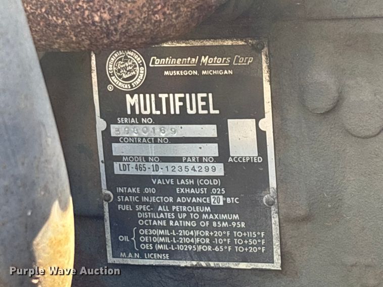 image for item FG0539 1972 AM General M44 flatbed truck