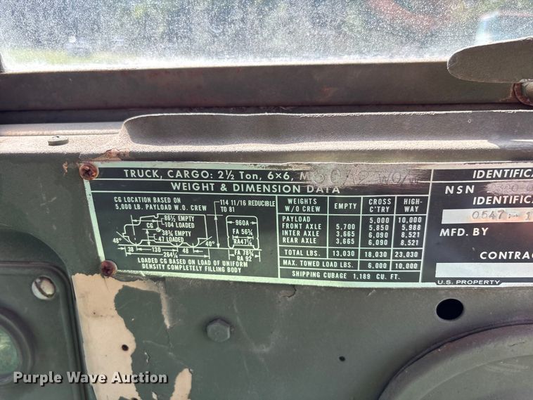 image for item FG0539 1972 AM General M44 flatbed truck