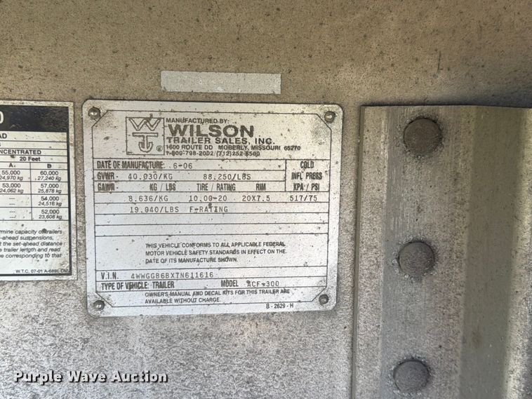 image for item FH6182 2007 Wilson ACF300 flatbed trailer