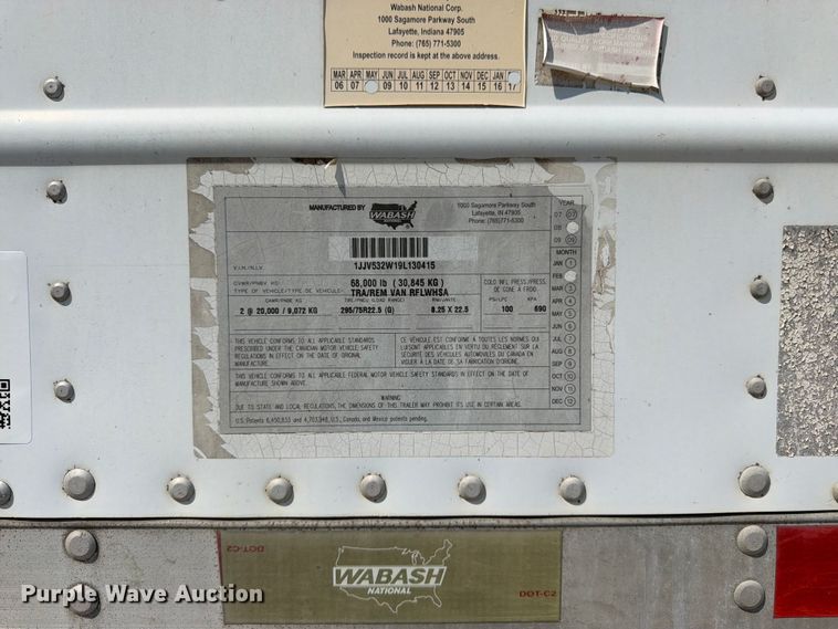 image for item FK3225 2009 Wabash refrigerated van trailer