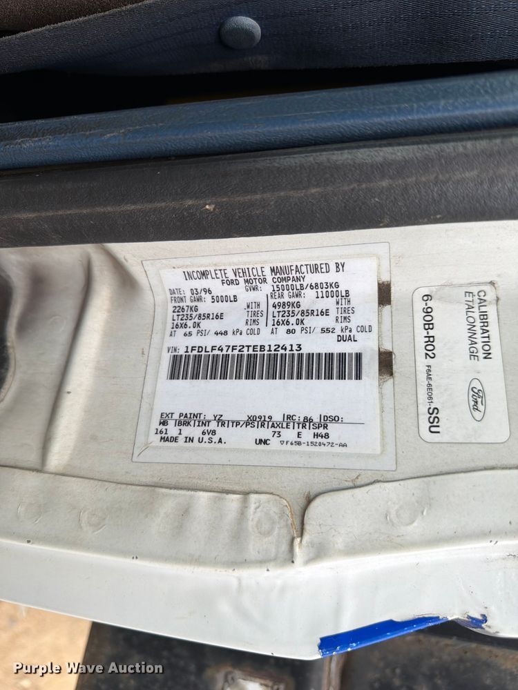 image for item FM7578 1996 Ford F450 Super Duty dump flatbed truck
