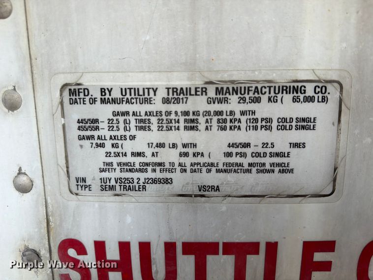 image for item FP4024 2018 Utility VS2RA refrigerated van trailer