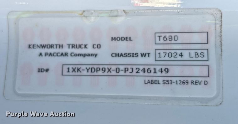 image for item YA1786 2023 Kenworth T680 semi truck