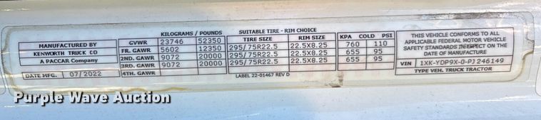 image for item YA1786 2023 Kenworth T680 semi truck