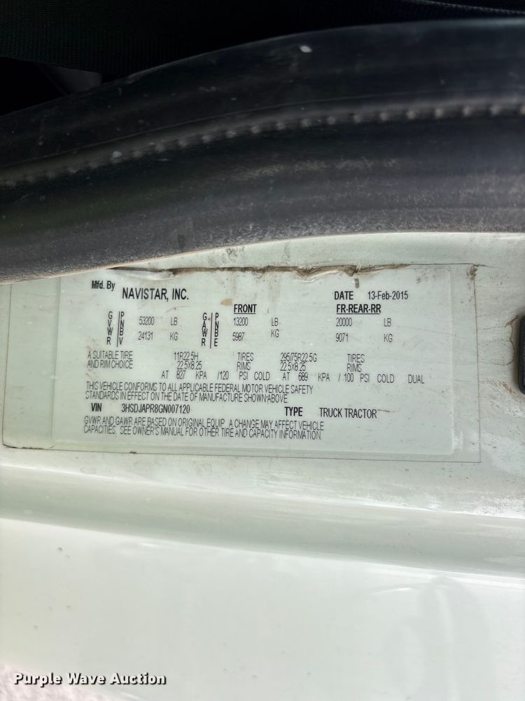 image for item YA2898 2016 International LF687 semi truck