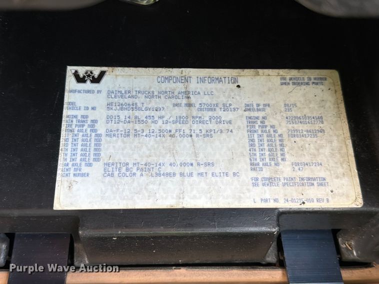 image for item YA3372 2016 Western Star 5700XE semi truck