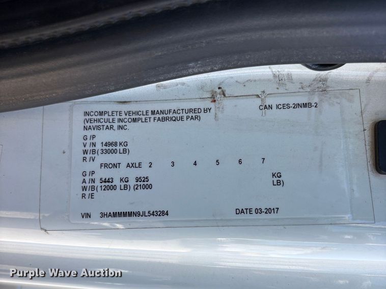 image for item YA3663 2018 International 4300 box truck