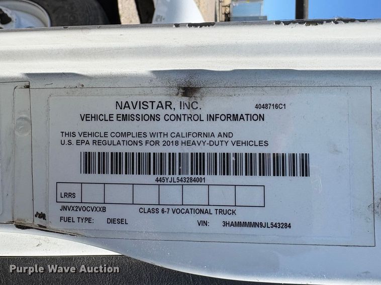 image for item YA3663 2018 International 4300 box truck