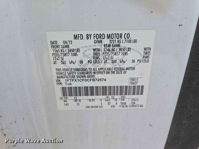 image for item DP8954 2012 Ford F150 Ext. Cab pickup truck