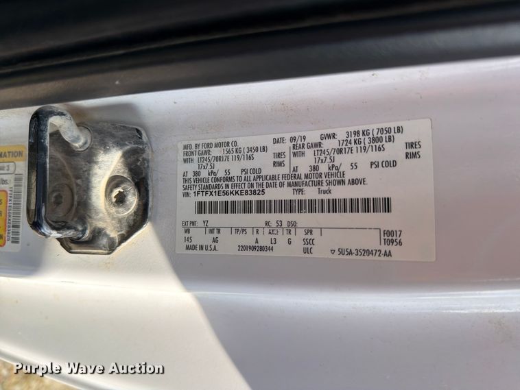 image for item DV8528 2019 Ford F150 Ext. Cab pickup truck