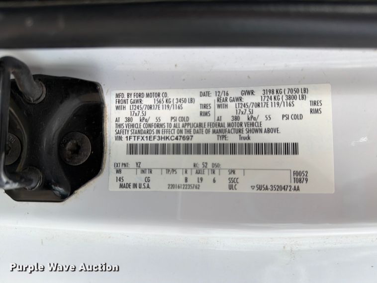 image for item DV8536 2017 Ford F150 Ext. Cab pickup truck