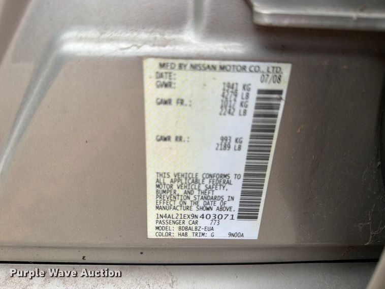 image for item DV8545 2009 Nissan Altima 