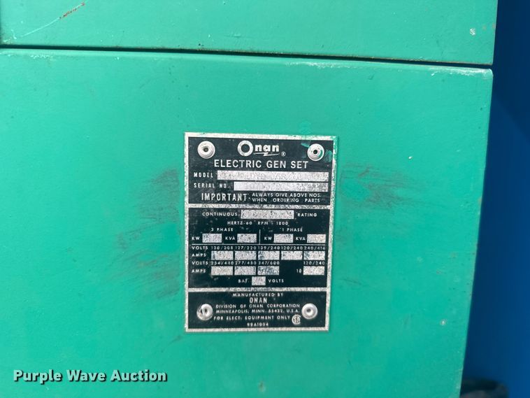 image for item DY3076 Onan DYD-15R generator