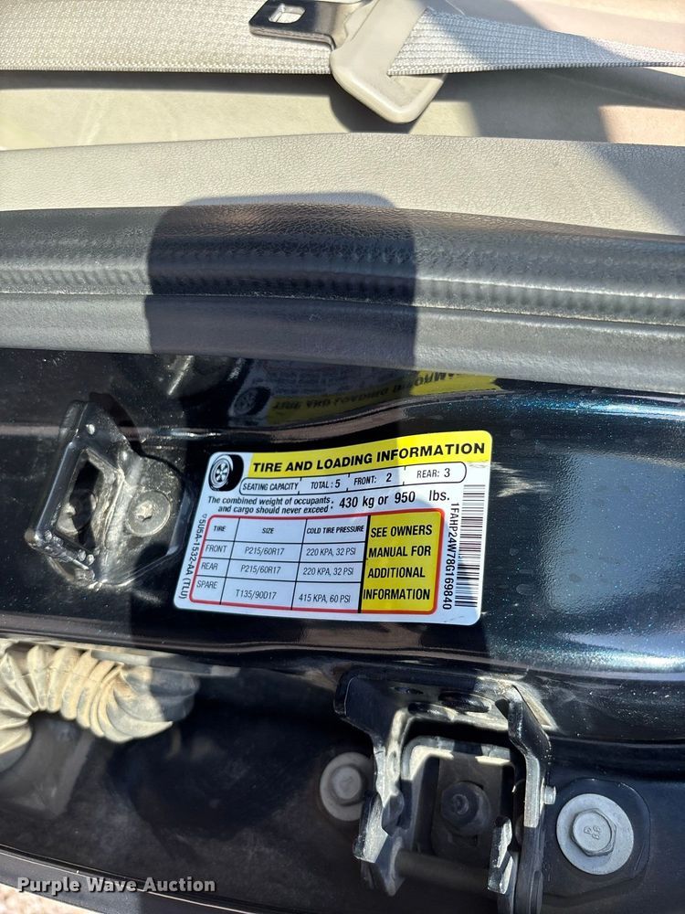image for item DZ4511 2008 Ford Taurus 