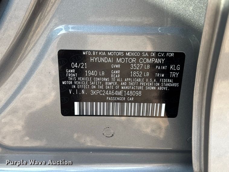 image for item DZ4514 2021 Hyundai Accent 
