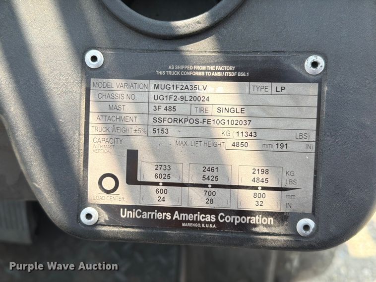 image for item EA0373 2015 Nissan PF70 forklift