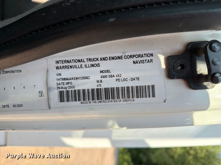 image for item EA0380 2009 International DuraStar 4300 sewer jetter truck