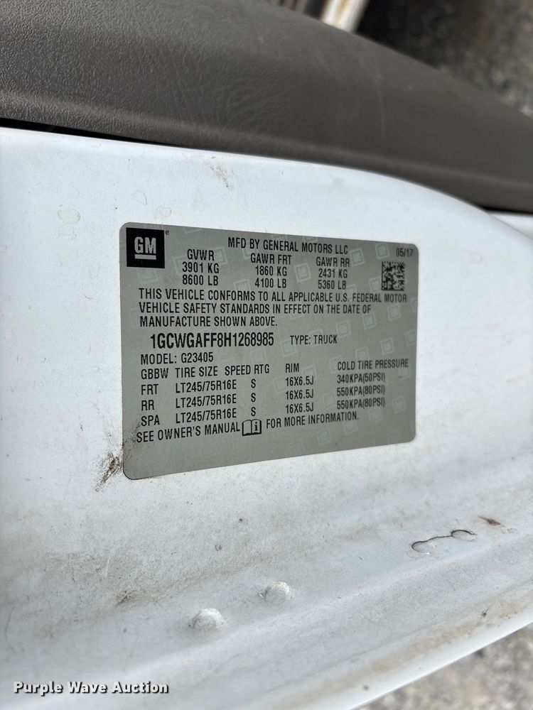 image for item EF1306 2017 Chevrolet Express 2500 utility van