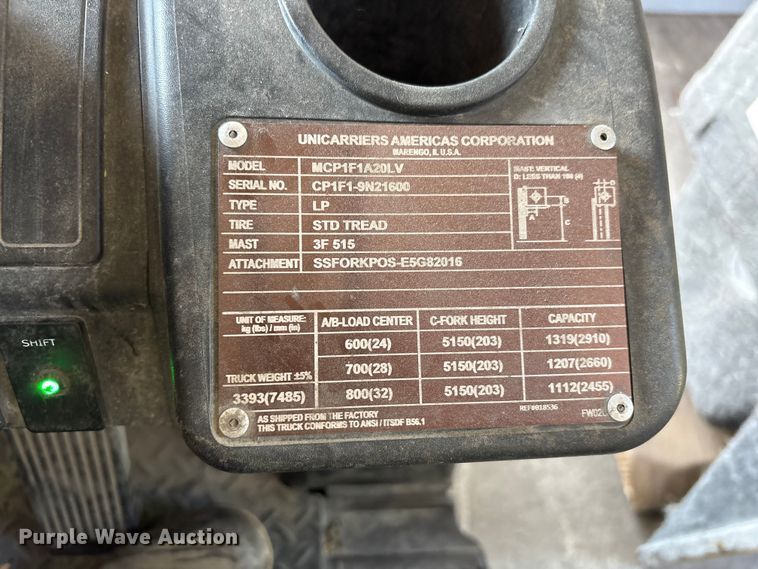 image for item EF1307 2018 UniCarriers CFS40 forklift