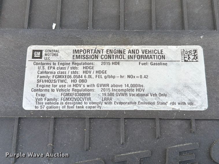 image for item EG9314 2015 Chevrolet Express 4500 box truck