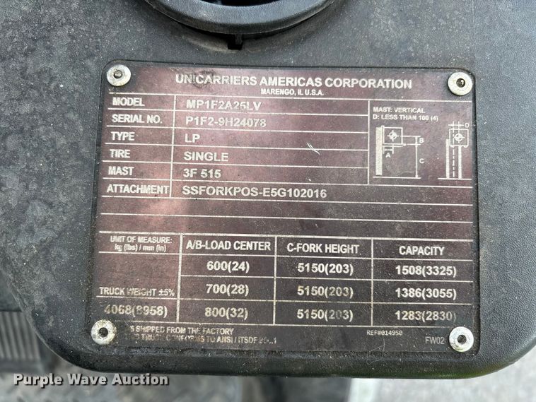 image for item EL2564 2018 UniCarriers PF50 forklift