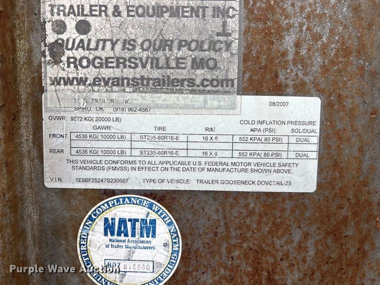 image for item EO4406 2007 Elite equipment trailer