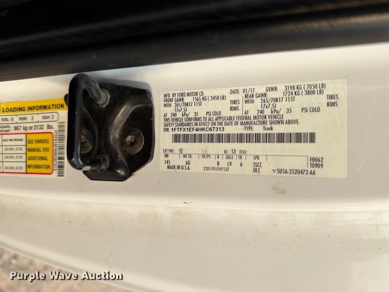 image for item EO8670 2017 Ford F150 Ext. Cab pickup truck