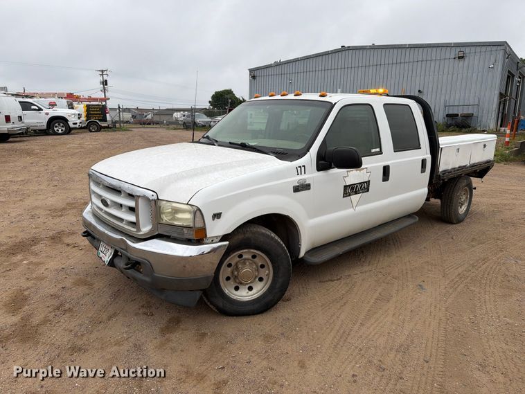 2000 Ford F250 Super Duty Crew Cab dump flatbed pickup truck