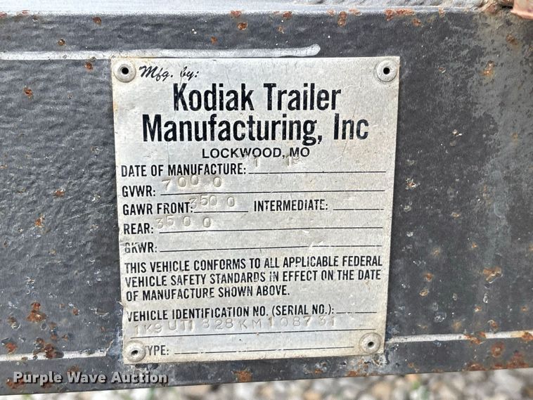 image for item ER3183 2019 Kodiak utility trailer