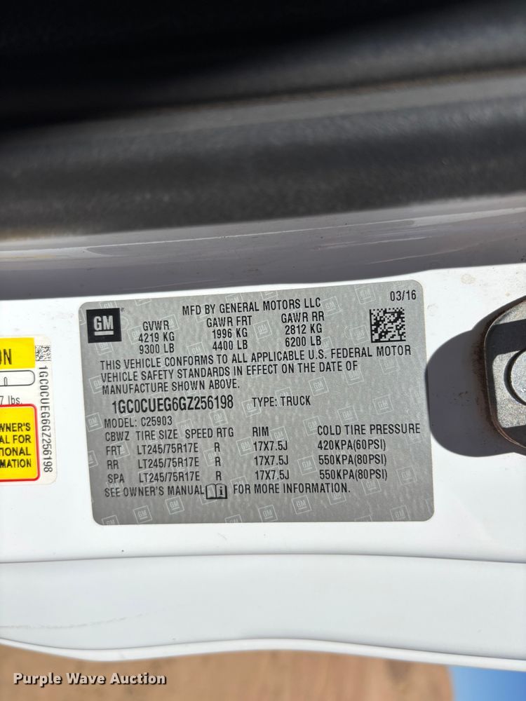 image for item ER7687 2016 Chevrolet Silverado 2500HD pickup truck