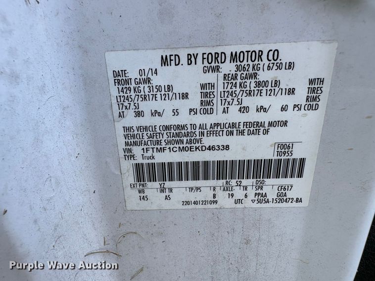 image for item ET0358 2014 Ford F150 pickup truck