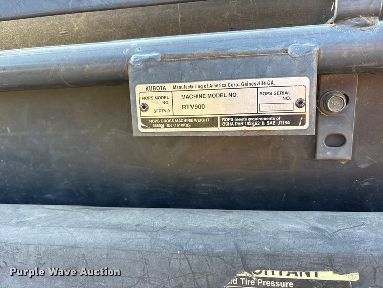 image for item ET0361 2011 Kubota RTV900 utility vehicle