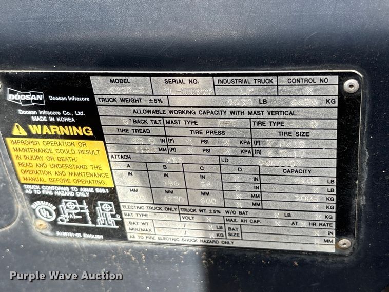 image for item ET0716 Doosan G25P-5 forklift