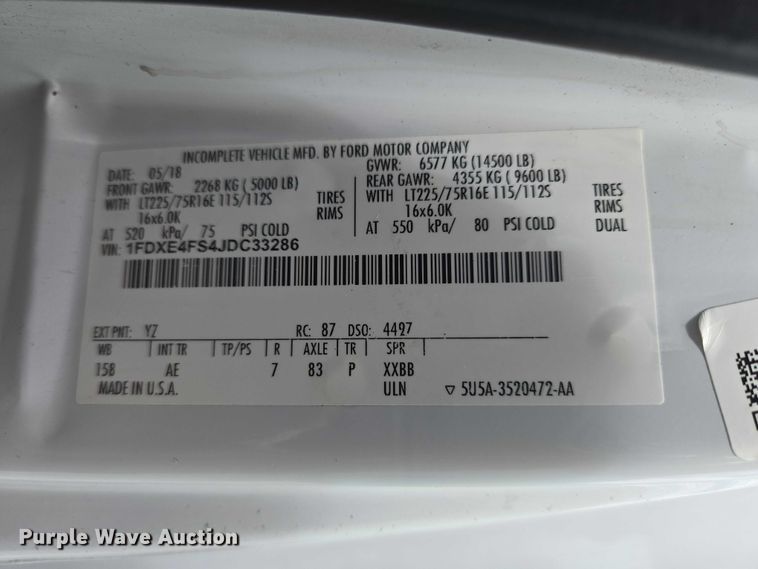 image for item ET5037 2018 Ford E450 refrigerated truck