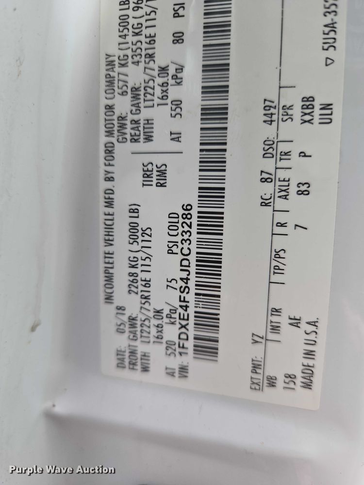 image for item ET5037 2018 Ford E450 refrigerated truck