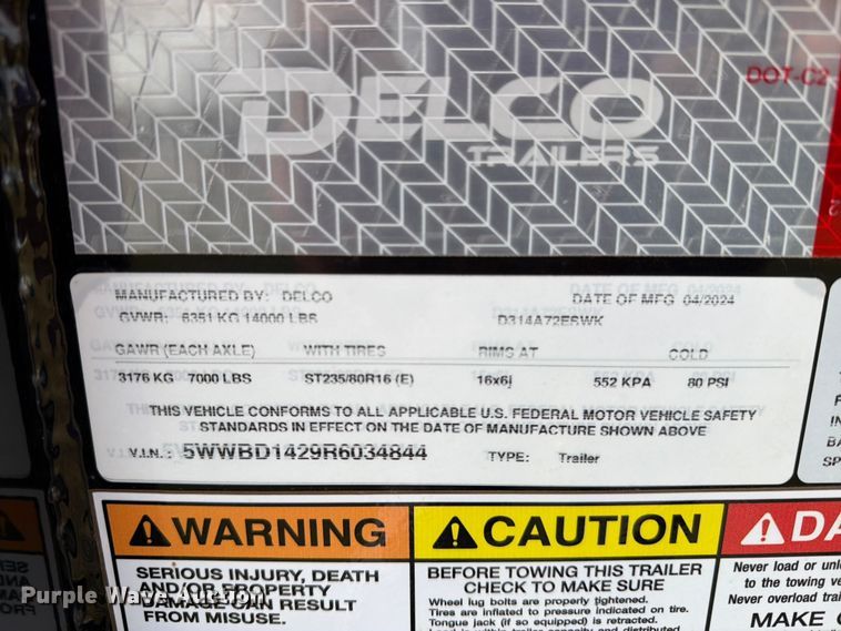 image for item EU5882 2024 Delco Trailers dump trailer