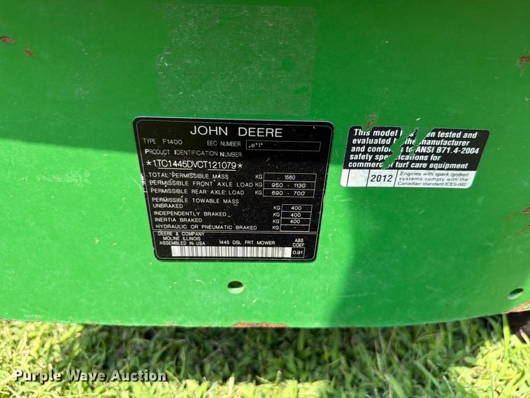 image for item EV2401 2012 John Deere 1445 Series II lawn mower