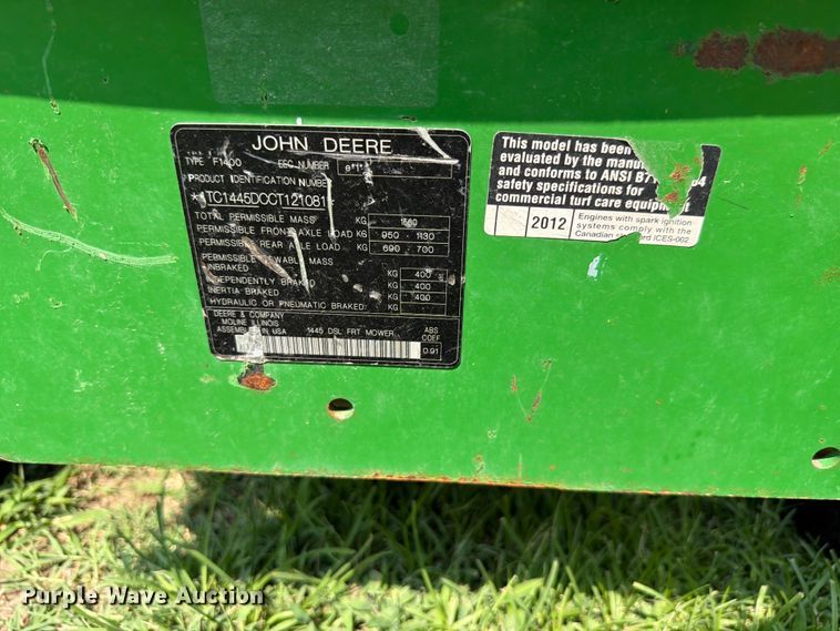 image for item EV2402 2012 John Deere 1444 Series II lawn mower