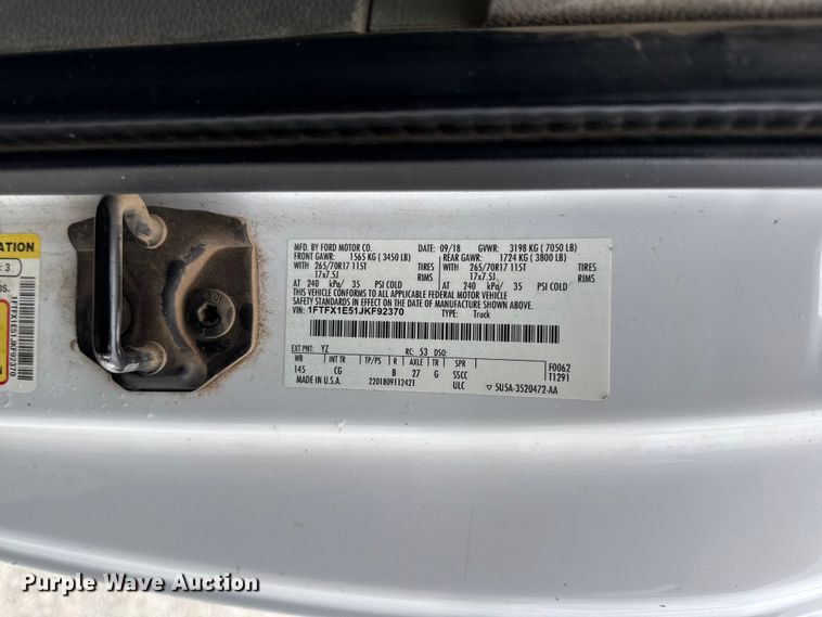 image for item EV6048 2018 Ford F150 XL Ext. Cab pickup truck