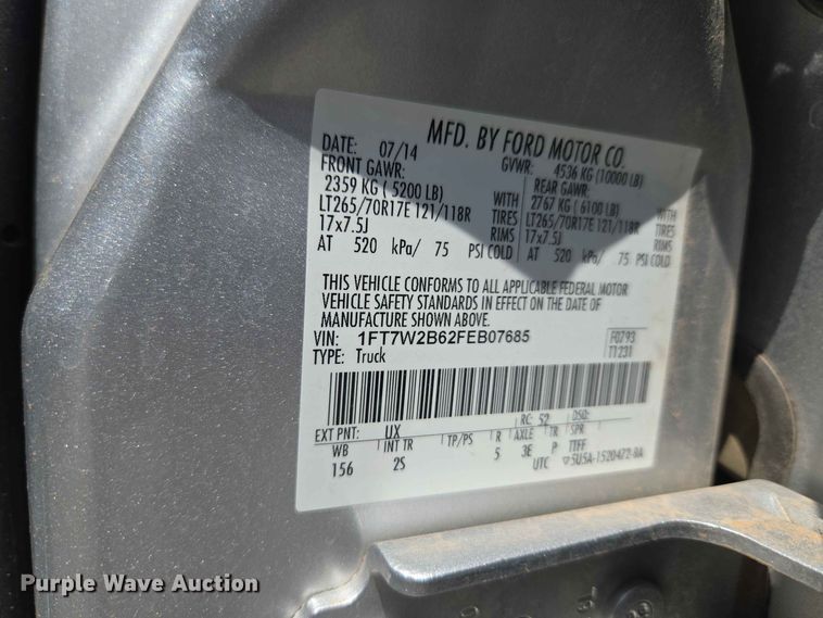 image for item EW0462 2015 Ford F250 Super Duty Crew Cab pickup truck