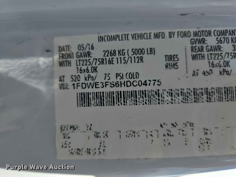 image for item EW0468 2017 Ford E-350 box truck