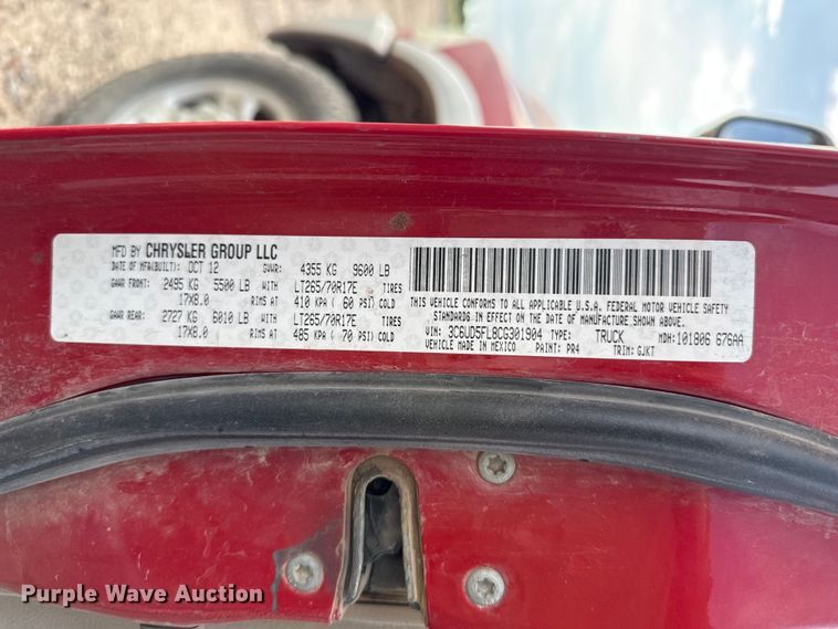 image for item EW4116 2012 Dodge Ram 2500 Crew Cab pickup truck