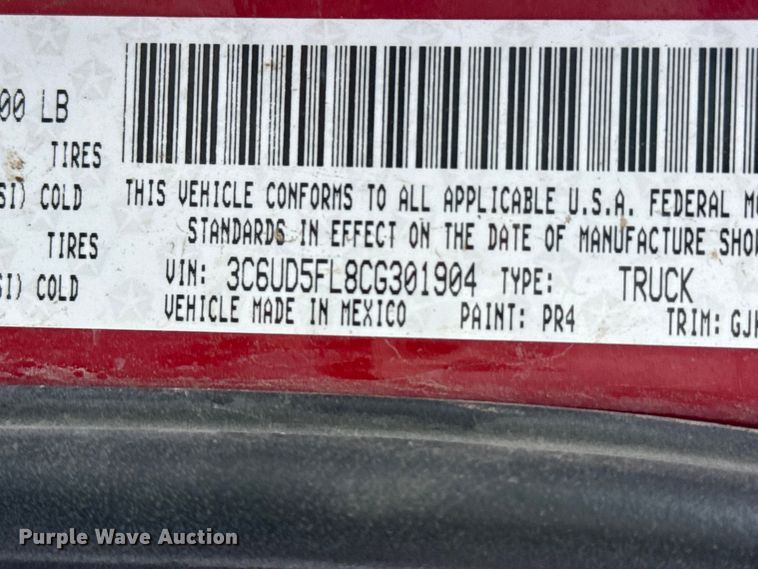 image for item EW4116 2012 Dodge Ram 2500 Crew Cab pickup truck