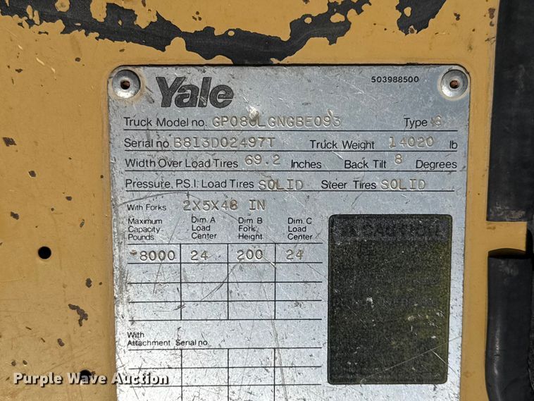image for item EW4164 Yale GP080LGNGBE093 forklift