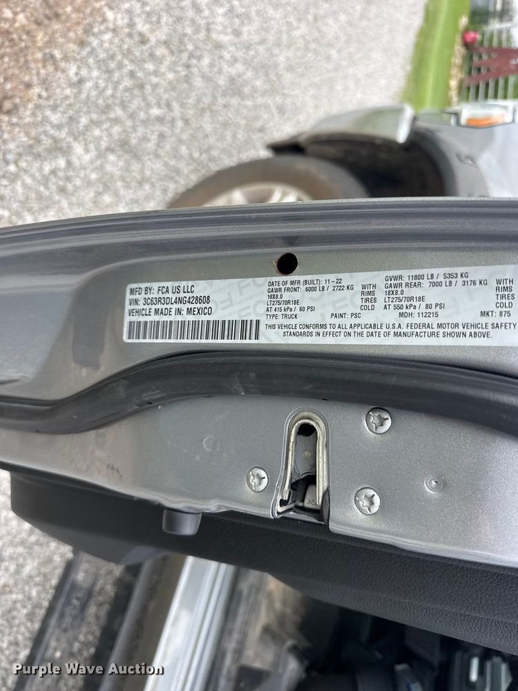 image for item EW4942 2022 RAM 3500 Heavy Duty Crew Cab pickup truck