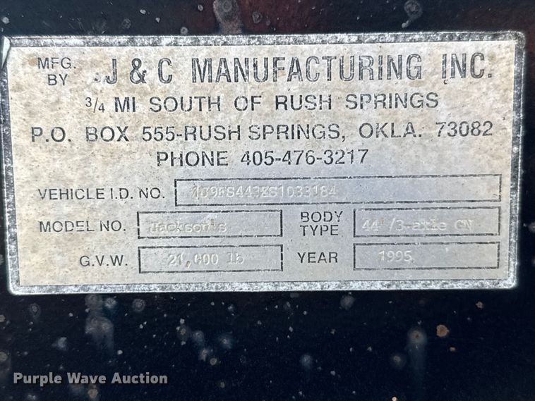 image for item EW4972 1995 J & C MANUFACTURING INC Jackson equipment trailer