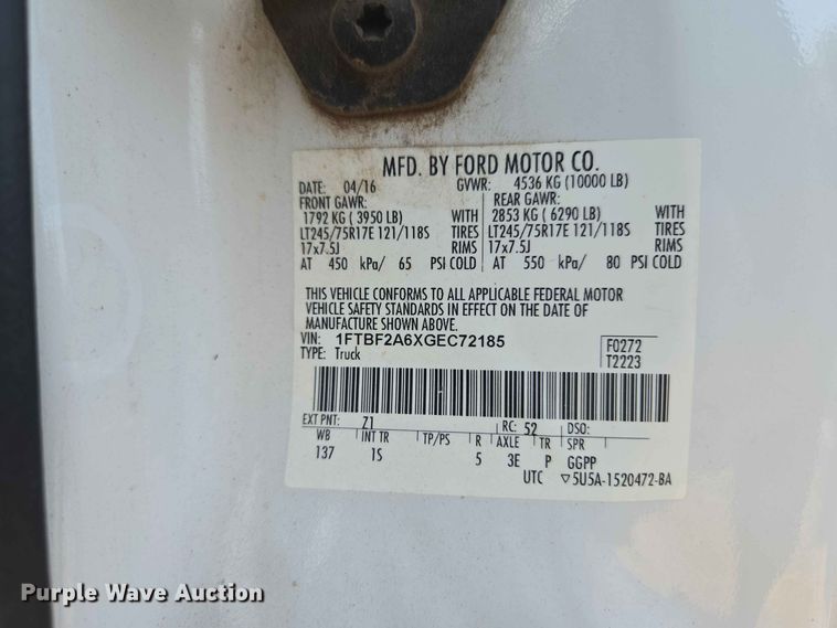 image for item EW8584 2016 Ford F250 Super Duty pickup truck