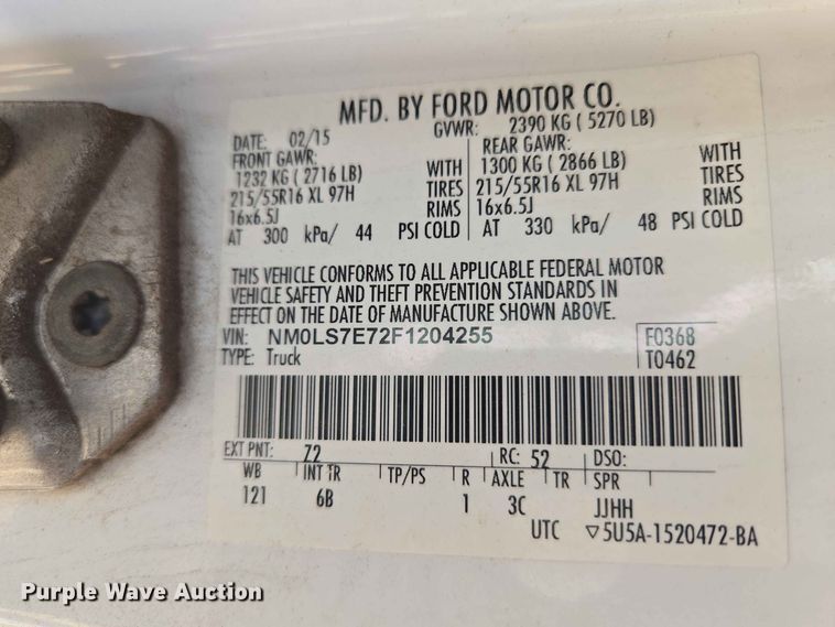 image for item EW8617 2015 Ford Transit Connect van
