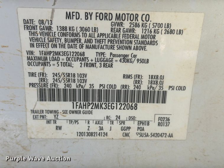 image for item EX4048 2014 Ford Taurus Police Interceptor 