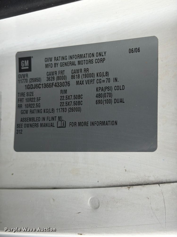 image for item FB4967 2006 GMC C6500 sewer inspection truck